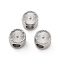 304 Stainless Steel European Beads, Big Hole Beads, Stainless Steel Color, Flat Round, 10x7.5mm, Hole: 4.5mm