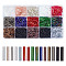 150G 15 Styles Glass Bugle Beads, Mixed Color, 12x2mm, Hole: 0.5mm, 10g/style