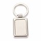 Zinc Alloy Cabochon Settings Keychain, with Iron Ring, Rectangle, Platinum, Tray: 22x32mm, 75mm, 49x29.5x3mm, 1pc/box