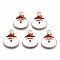 Alloy Enamel Pendants, Christmas, Cadmium Free & Lead Free, Santa Claus, Light Gold, White, 20x16.5x3.5mm, Hole: 1.8mm