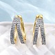 Латунные серьги-кольца из прозрачного кубического циркония EJEW-H158-15GP-2