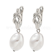 Серьги-кольца из латуни с узлом стойки EJEW-C102-28B-P
