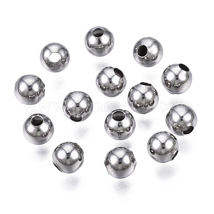 Круглые бусины из нержавеющей стали марки 304 STAS-TAC0004-5mm-P-1