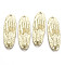 Alloy Links Connectors, Oval with Hand, Cadmium Free & Nickel Free & Lead Free, Real 16K Gold Plated, 33.5x11.5x3mm, Hole: 1.6mm