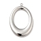 Non-Tarnish 304 Stainless Steel Pendants, Oval Ring Charms, Stainless Steel Color, 29x19.5x3mm, Hole: 1.4mm