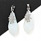 Opalite Faceted Teardrop Pendants, Rack Plating Platinum Tone Brass Flower Charms, Cadmium Free & Lead Free, 44~45.5x14.5~15.5x16~17mm, Hole: 6.5x5mm