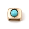 Ion Plating(IP) 304 Stainless Steel Slide Charms, with Synthetic Turquoise, Rectangle, Rose Gold, 7x10x7.5mm, Hole: 7.5x3.5mm