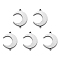 Non-Tarnish 201 Stainless Steel Links Connector, Laser Cut, Moon, Stainless Steel Color, 18.5x14x1mm, Hole: 1mm