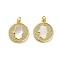 Brass Micro Pave Clear Cubic Zirconia Pendants, Cadmium Free & Lead Free, with Shell, Jump Rings, Real 18K Gold Plated, Hamsa Hand, 19.5x17x3mm, Hole: 3.5mm