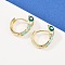 Brass Micro Pave Cubic Zirconia Hoop Earrings, Cadmium Free & Lead Free, with Enamel, Snake, Real 18K Gold Plated, Light Blue, 20x21x7.5mm