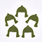Flocky Iron Pendants, Hat, Olive Drab, 26x26x1mm, Hole: 1.4mm