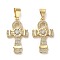 Brass Micro Pave Cubic Zirconia Pendants, Long-Lasting Plated, Feminine Symbol, Golden, 31x18.5x6mm, Hole: 10x4.5mm