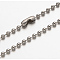 Non-Tarnish 304 Stainless Steel Ball Chain Necklace, with Ball Chain Connectors, Stainless Steel Color, 17.7 inch(45cm)