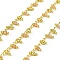 Handmade Brass Cube Link Chains, with Natural Moonstone Beads & Spool, Long-Lasting Plated, Rack Plating, Soldered, Lead Free & Cadmium Free, Real 18K Gold Plated, Charm: 6x2.5x2.5mm and 6x2.5mm