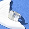 Rectangle 304 Stainless Steel White Shell Cuff Rings for Women, Stainless Steel Color, US Size 7 1/4(17.5mm)