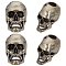 4Pcs Brass Beads, Skull, Antique Silver, 21.5x14x19mm, Hole: 6mm