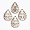 Unfinished Hollow Wood Big Pendants, Undyed, Laser Cut Wood Shapes, Teardrop, Antique White, 57x39~40x2.5mm, Hole: 2mm