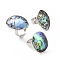 Platinum Plated Brass Abalone Shell/Paua ShellFinger Rings, Shell, 17mm
