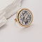 Zinc Alloy Pearl Geometric Statement Finger Rings for Women, Oval, Golden, Inner Diameter: Adjustable