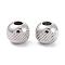 Tarnish Resistant 201 Stainless Steel Beads, Round with Twill, Stainless Steel Color, 8x7mm, Hole: 2.5mm