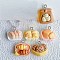 Opaque Resin Pendants, Bread, with Platinum Iron Loop, Mixed Color, 17x18.5x7mm, Hole: 2mm