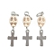 Halloween Dyed Synthetic Turquoise Skull Pendants, with 304 Stainless Steel Cross and Open Jump Rings, Stainless Steel Color, Floral White, 26x7x6.5mm, Hole: 4.6mm
