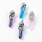 Natural & Synthetic Mixed Stone Big Pointed Pendants, with Platinum Plated Brass Findings, Bullets, 55~60x16mm, Hole: 5x8.5mm