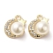 Alloy with Rhinestone Pendants, with ABS Imitation Pearl, Moon Charms, Golden, 18.5x16x11.5mm, Hole: 2.2mm