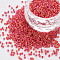 Frosted Glass Cylinder Beads, Seed Beads, Opaque Colours Rainbow, Round Hole, Red, 1.5~2x1~2mm, Hole: 0.8mm, about 8000pcs/bag, about 1pound/bag