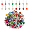 Faceted Rondelle Glass Pendants Decorations, with Zinc Alloy Lobster Clasps Charm, for Keychain, Purse, Backpack Ornament, Mixed Color, 27mm, 16pcs/set, 5 sets/box