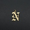 304 Stainless Steel Pendants, with Jump Ring, Old English, Letter, Laser Cut, Golden, Letter.N, 15.5x13x1mm, Hole: 3mm
