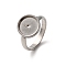 304 Stainless Steel Adjustable Ring Components, with 201 Stainless Steel Flat Round Plain Pad Ring Settings, Stainless Steel Color, Tray: 10mm, 3mm, Inner Diameter: 17mm