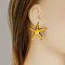Stylish 304 Stainless Steel Starfish Stud Earrings, Real 18K Gold Plated, 38x38mm