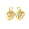 Brass Micro Pave Cubic Zirconia Pendants, Heart Charms, Rack Plating, Lasting Plated, Cadmium Free & Lead Free, with Jump Ring, Clear, 12.5x10.5x3.5mm, Hole: 4.5mm