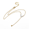 304 Stainless Steel Curb Chains Chevron Lariat Necklaces, with Rhinestone and Lobster Claw Clasps, Golden, 13.5 inch(34.5cm), 1.5mm, 0.8mm