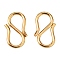 304 Stainless Steel S Hook Clasps, Real 18K Gold Plated, 12.5x6.5x1mm, Hole: 3~3.5mm