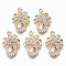 Brass Micro Pave Cubic Zirconia Pendants, Light Gold, Long-Lasting Plated, Cadmium Free & Lead Free, Peacock Shape, Clear, 21x14x3mm, Hole: 1.6mm