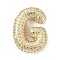 Rack Plating Brass Micro Pave Cubic Zirconia Pendants, Real 18K Gold Plated, Lead Free & Cadmium Free, Letter, Letter G, 23x17.5x6mm, Hole: 4x2.5mm