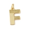 Brass Pendants, with Jump Ring, Letter Charms, Rack Plating, Long-Lasting Plated, Cadmium Free & Lead Free, Real 18K Gold Plated, Letter F, 15.5x9x1.5mm, Hole: 3.5mm