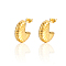 304 Stainless Steel Stud Earrings, Half Hoop Earrings, Spiral Shell Shape, Real 18K Gold Plated, 18x6mm