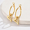 304 Stainless Steel Dangle Hoop Earrings, Heart, Real 18K Gold Plated, 40x15mm