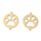 201 Stainless Steel Pet Links, Manual Polishing, Flat Round with Dog Footprint PVD Vacuum Plating , Real 18K Gold Plated, 20x16x1.5mm, Hole: 1.5mm