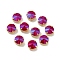 Flat Round Moonlight Effect Sew on Rhinestone, Glass Rhinestone, with Brass Settings, Garments Accessories, Light Gold, Purple, 10x7mm, Hole: 1mm