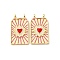 Brass Enamel Pendants, Rectangle with Heart Shape, Rack Plating, Lead Free & Cadmium Free, Long-Lasting Plated, Real 18K Gold Plated, 25x14x3mm, Hole: 1.8mm
