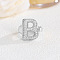Brass Micro Pave Clear Cubic Zirconia Cuff Rings, Platinum, Letter B, Inner Diameter: Adjustable