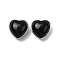 Brass Pave Natural Obsidian Heart Multi-Strand Links, Platinum, Cadmium Free & Lead Free, 18x18x10~10.5mm, Hole: 1.8mm
