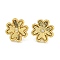 Rack Plating Flower Brass Micro Pave Clear Cubic Zirconia Stud Earrings, Cadmium Free & Lead Free, Real 18K Gold Plated, 12x12.5mm