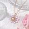 Glass & Glass Pearl Beads Pendants Necklaces for Women, with 304 Stainless Steel Cable Chain, Flower, Misty Rose, 17.72 inch(45cm)