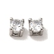Brass with Single Clear Cubic Zirconia Beads, Cadmium Free & Nickel Free & Lead Free, Round, Platinum, 4.5x4.5x4mm, Hole: 2mm