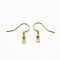 Brass Earring Hooks, with Horizontal Loop, Real 18K Gold Plated, 18x18x3mm, Hole: 1.5mm, Pin: 0.8mm